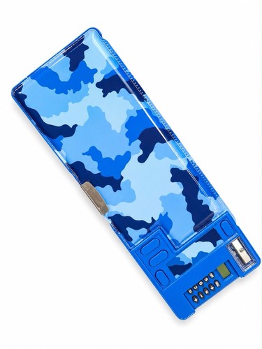 Blue camo pencil case with - pencil,