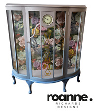 NOW SOLD..Lilac Blue Floral Drink Gin Glass Cabinet cocktail up cycled Furniture