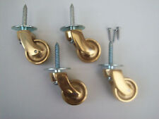 4 x SOLID BRASS VINTAGE OLD TRADITIONAL FURNITURE CASTOR SWIVEL WHEELS CASTER