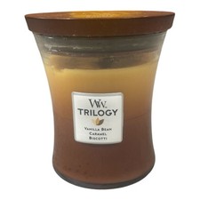 Woodwick Medium Hourglass Trilogy Candle. Partially used. 