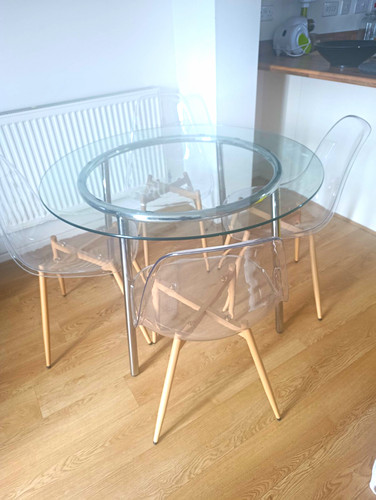 Round glass dining table 4 - table, &