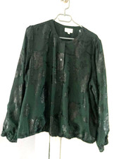 SALE Danish Wardrobe Co. Dark Green & Black Sparkly  Top - Size XL (16 - 18)