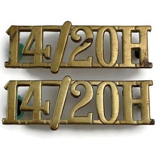 WW2 14th / 20th Kings Hussars Regiment King's Shoulder Title Badge - Original