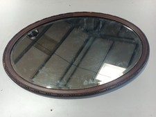 83cm-53cm Round Brown Mirror. Wall Mirror with Brown Engraved Wooden Frame. Used