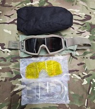 British Army Issue Revision Wolf Spider Tan Ballistic Tactical Goggles 3 Lenses