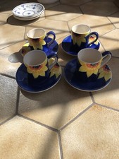 Whittard Sunflower Coffee Cans And Saucers X 4