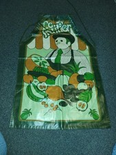 Vintage Minky Le Fruitier  Vinyl Kitchen Apron 1970s oilcloth wipeable 