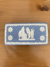 Vintage Blue Wedgewood Trinket Box With Lid