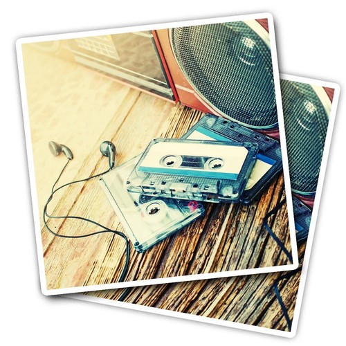 Vinyl stickers old cassette - 2x,
