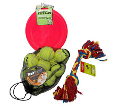 PETS AT HOME PETFACE GOODBOY Tennis Balls Fetch Frisbee Playtime Rope Dog Toys
