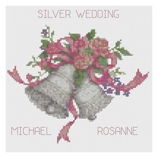 Cross Stitch Wedding Anniversary Sampler Kit or Pattern, Florashell, Silver Bell