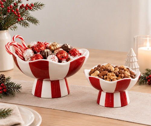 Candy stripe pedestal bowl - stripe,