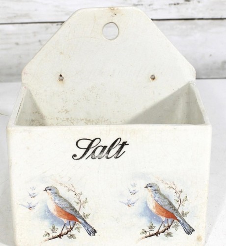 Vintage salt box white - vintage, ceramic