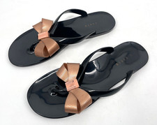 Ted Baker London womens US 9 UK6 Suszie Bow Black Flip Flop Rose Gold Jelly flat