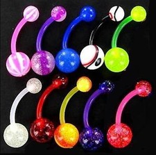 Set of 10 - Flexi Belly Bars - Random Selection - 10mm  & 11mm Length Bars