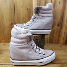 Converse All Star Hidden Wedge Platform Suede Beige Trainers Womens UK 4 EU36.5