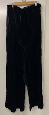 Zara Black Velvet Trousers with Tie Womens Large (Rear Zip Repair Required)