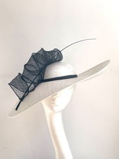 large Ivory white saucer disc hat fascinator Wedding Royal Ascot Kentucky Derby