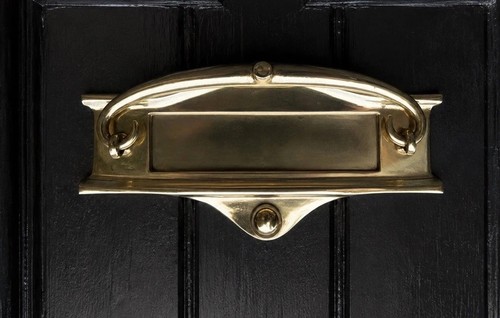 Antique brass letter box plate - antique,