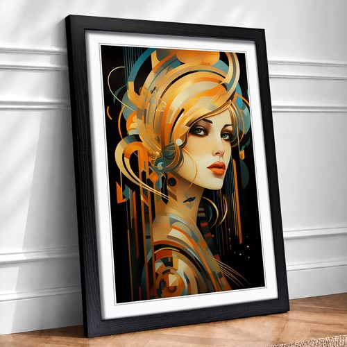 Art deco woman modern framed - modern,