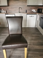 6 High Back Real Leather Dining Room Chairs. Immaculate Condition.