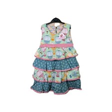 Jelly the Pug Party Dress Girls Age 7 to 8 Years Green Summer Balloon Twirl