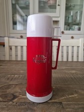 THERMOS VOGUE FLASK 0.5 LITRE RED & WHITE HOT DRINKS PICNIC VINTAGE RETRO 80's