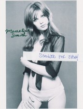 MADELINE SMITH signed BUSTY YOUNG 8x10 CLOSEUP  PORTRAIT w/ coa NO BRA SHEER TOP