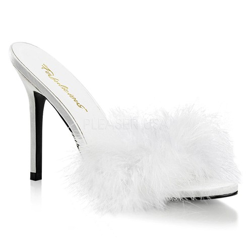 Pleaser white marabou slip - marabou,