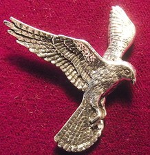 Pewter Falcon Kestrel Falconry Brooch Pin Bird of Prey