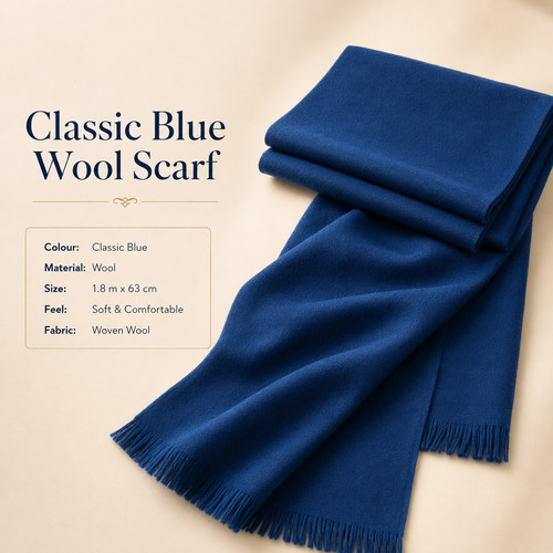 Classic blue wool scarf - classic,