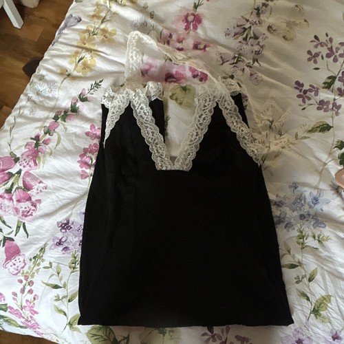 Polly black white lace trim - black/white,