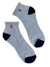 POLO RALPH LAUREN RL | Mens Grey Low Cut Quarter Socks | Size UK 6-11 EU 40-46