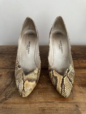 70's Vintage Pierre Cardin Real Snakeskin Brown Cream Stiletto Ladies Shoes 5