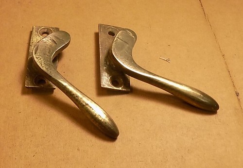 Pair antique brass window - pair,