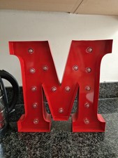 Letter M Light Alphabet  METAL LED Initial M Red Large Letter