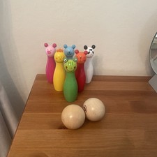 Wooden 11cm Children’s Skittles Bowling Game