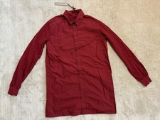 DAMIR DOMA SILENT Siel Jersey Sleeves Ribbed Cuffs Hidden Button Up Shirt Red  S