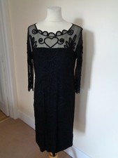 LEO GUY BLACK DRESS WITH MESH LACE DETAIL - SIZE 14 - sfb9