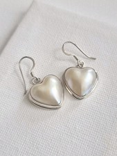 Earrings Mabe Pearl 1.5cm Sterling Silver Heart Elegant Bridal Occasion Gifting 