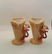 2x Disney Store Tigger Ice Cream Waffle Cone Display Ceramic Mug Cup 15cm