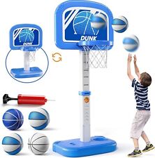 TEMI Adjustable Poolside Basketball Hoop With Stand For Kids With 4 Balls. Blue