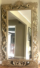 Huge Hand Carved Wood Mirror