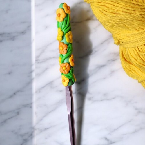 Floral crochet hook handmade - floral,