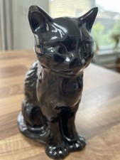 Vintage Glossy Sitting Black Cat by Sylvac (Small Chip on Ear)