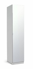 Munich 1 Door Mirror Wardrobe - White | Slim White Mirrored Closet