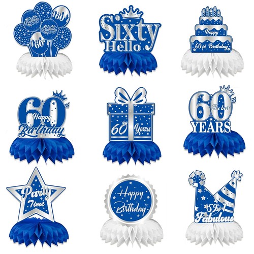 9pcs blue silver birthday - 9pcs,