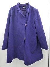 Ladies Jacques Vert Purple Long Heavy Wool Mix Jacket Size 16
