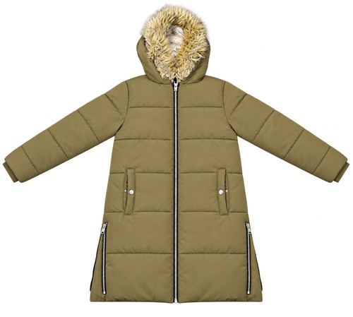 Khaki green longline puffer - khaki,
