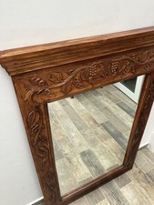 Arts And Craft Style Carved Wood Mirror Wall Hanging Large Mantel Mirror
